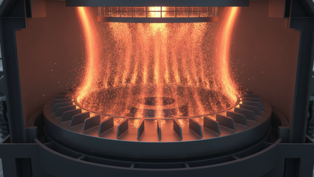 Demonstrate how high-speed hot air can lift particles all the way from the jet ring to the top classifier